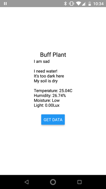 The Buff Plants mobile app interface