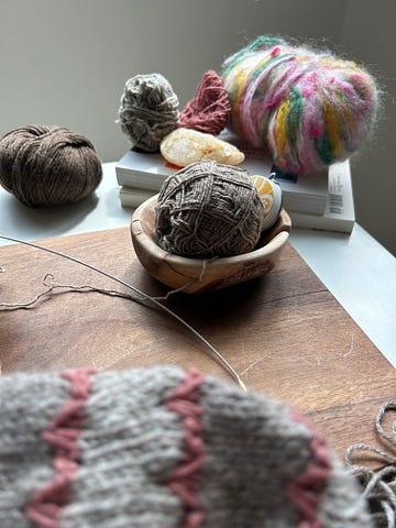 handmade yarn bowl on desktop