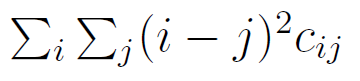 Sum of each value in c multiplied by (i-j) to the power of 2.
