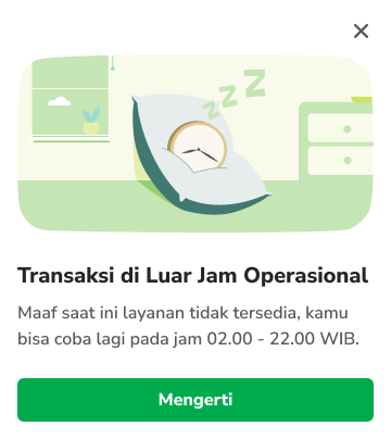 Transaksi di luar jam operasional