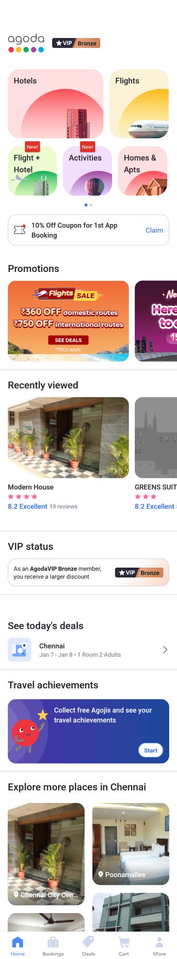 Existing Home Screen Of Agoda App