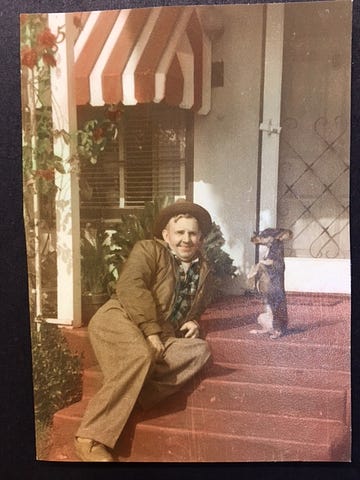 Author’s photo of her Uncle Thurmond with his little dog, Trixie
