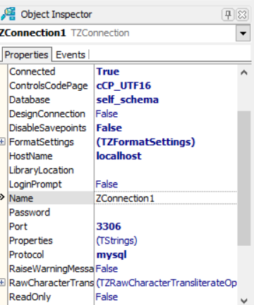 TZConnection Properties