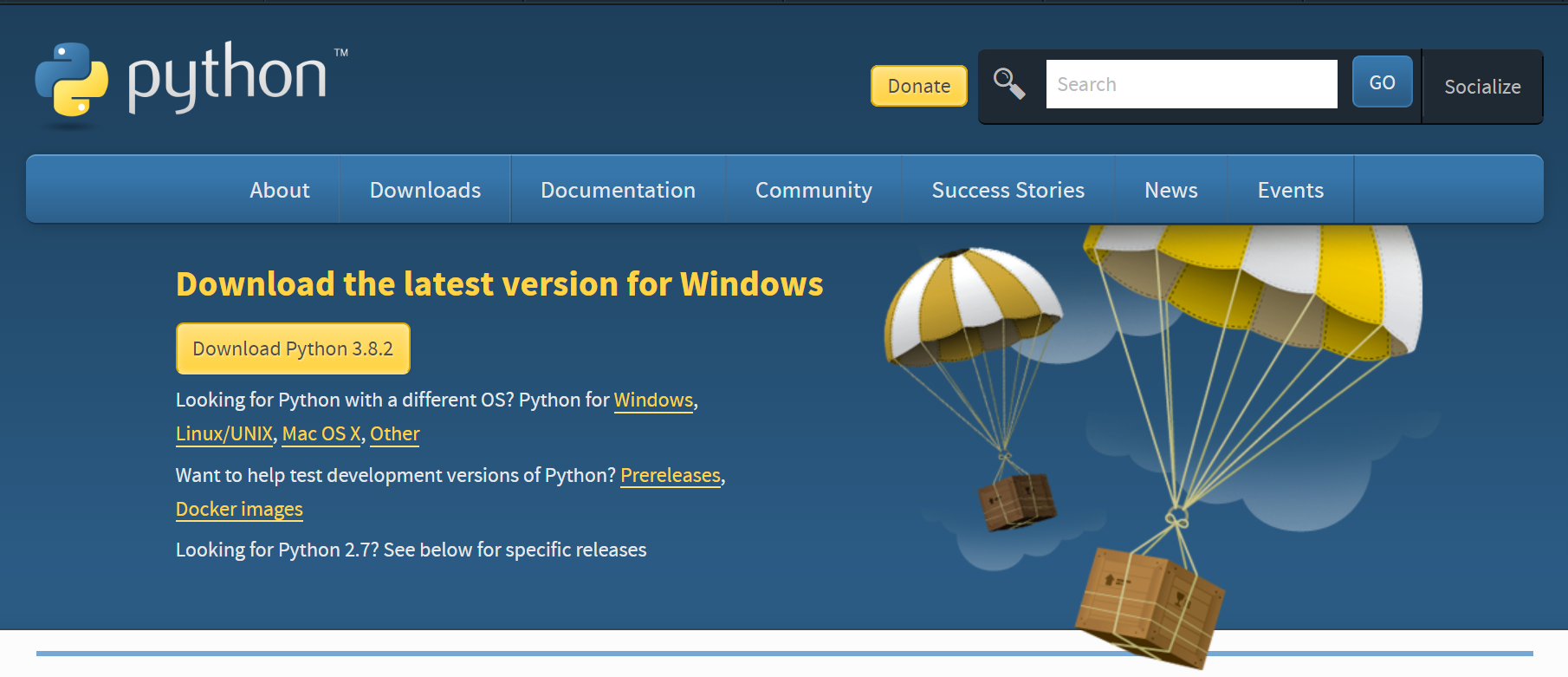 Latest version of Python for Windows download page