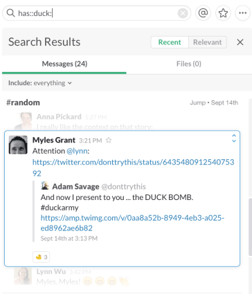 Image showing how to find Slack messages
