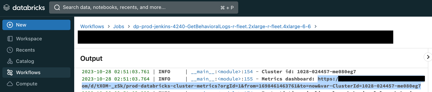 Printing the URL to the performance dashboard during the start of pipeline