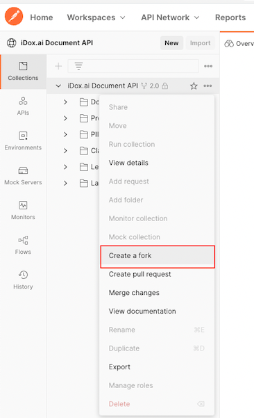 Fork the iDox.ai Document API Collection into Your Workspace