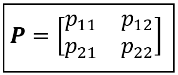 The state transition matrix of a 2-state Markov process