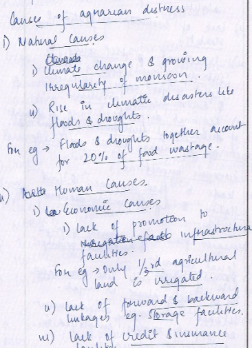 Reasons for Farmers distress- Natural REasons and Human reasons