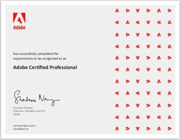 foto contoh sertifikasi internasional Adobe Certified Professional. salah satu tips pindah jalur karier adalah menambah kualifikasi diri, salah satunya melalui sertifikasi.