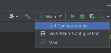 Capture of the Edit Configuration IntelliJ Section