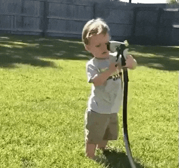 Child accidentally turning on the water pipe on his face.