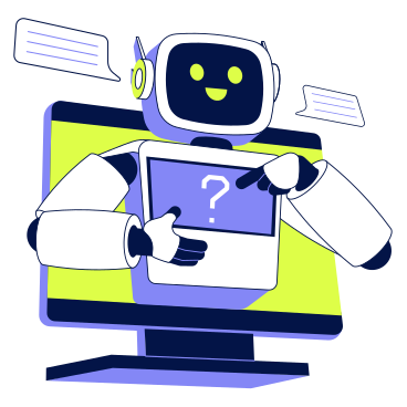 Robot o asistente virtual respondiendo preguntas a través de texto