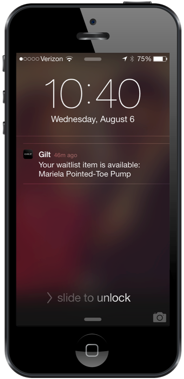 push notification from Gilt app