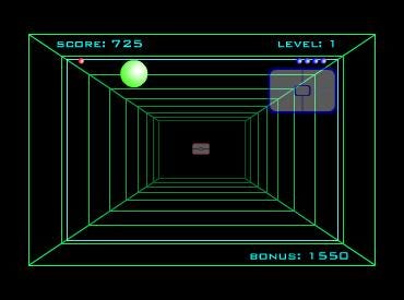 Curveball game screenshot, game is 3D version of the classic game pong