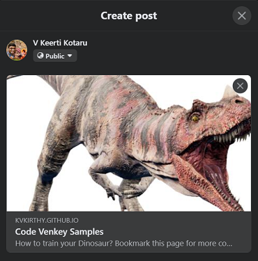 Facebook preview for code samples’ web page