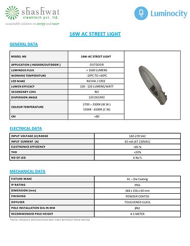 16W LED STREET LIGHT