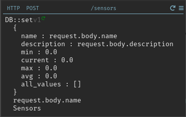 Screenshot of POST handler for /sensors