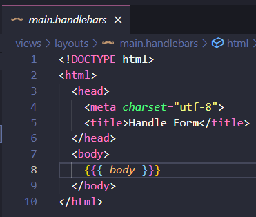Main handlebars file