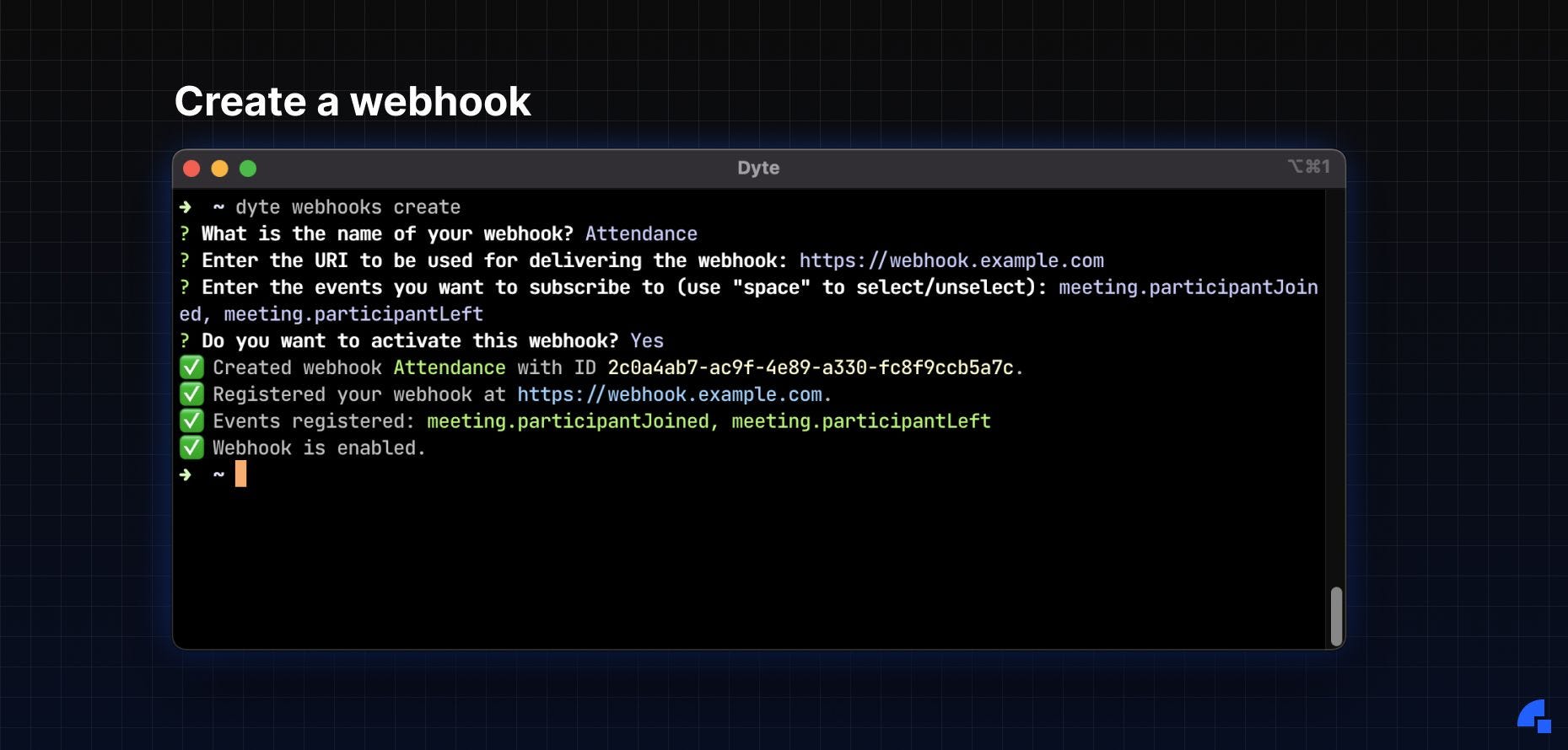 Create webhook UX