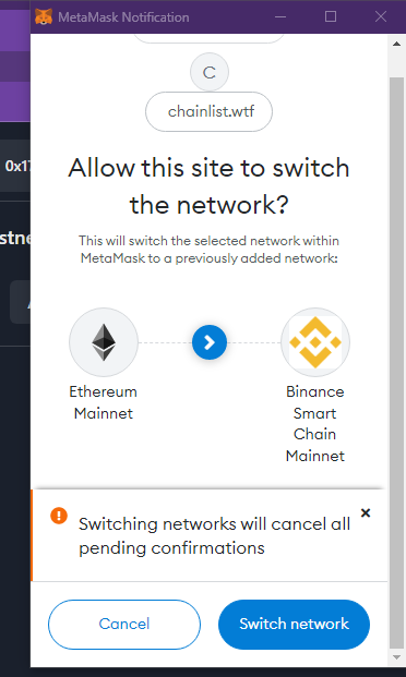Chainlist want to switch networks