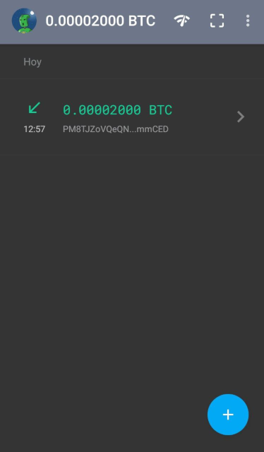 Payment received on Samourai Wallet