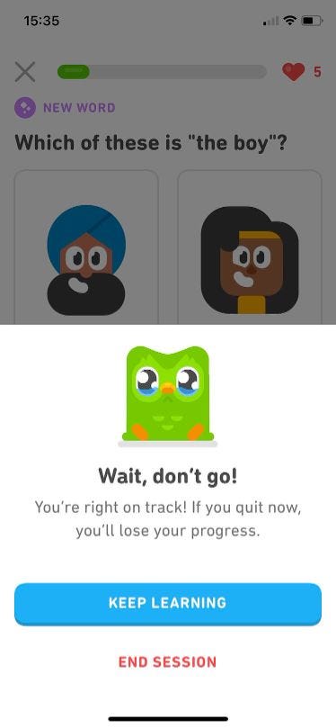 Screenshot of Duolingo iOS app
