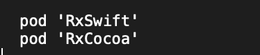 A screenshot of podfile of including RxSwift pods