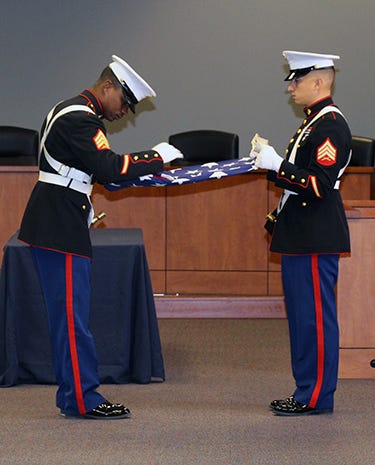Marines Re-Folding US Flag for Jennifer Henry & Her Family