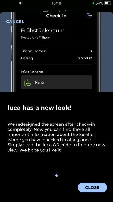 Screenshot of Luca iOS app