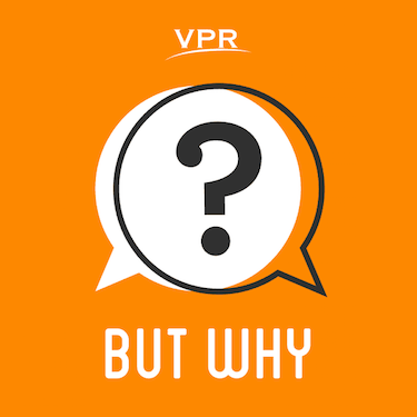 On an orange background, a white speech bubble overlaps w/ a black outline of a speech bubble. Center: a black question mark