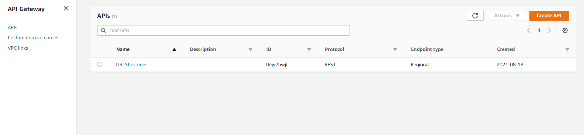 API Gateway Console