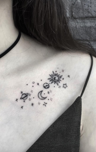 Midnight Space Tattoo | style | Tätowierungen, Tattoo ... - sun moon and saturn tattoobr /
