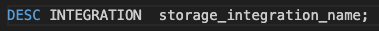Describe the created storage integration: