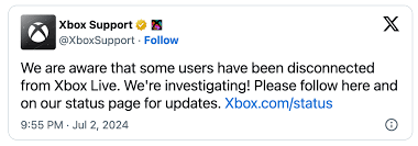 XBOX support team tweet