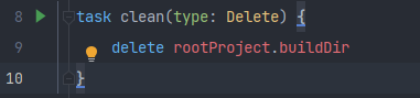 task clean(type: Delete) { delete rootProject.buildDir }