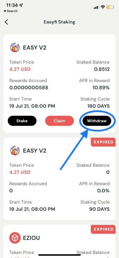 click on withdraw button
