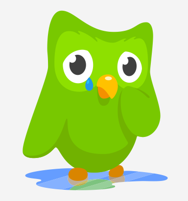 Illustration of Duolingo’s owl crying