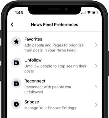 The feed preferences menu where this new functionality can exist.
