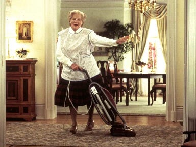 Mrs Doubtfire hoovering