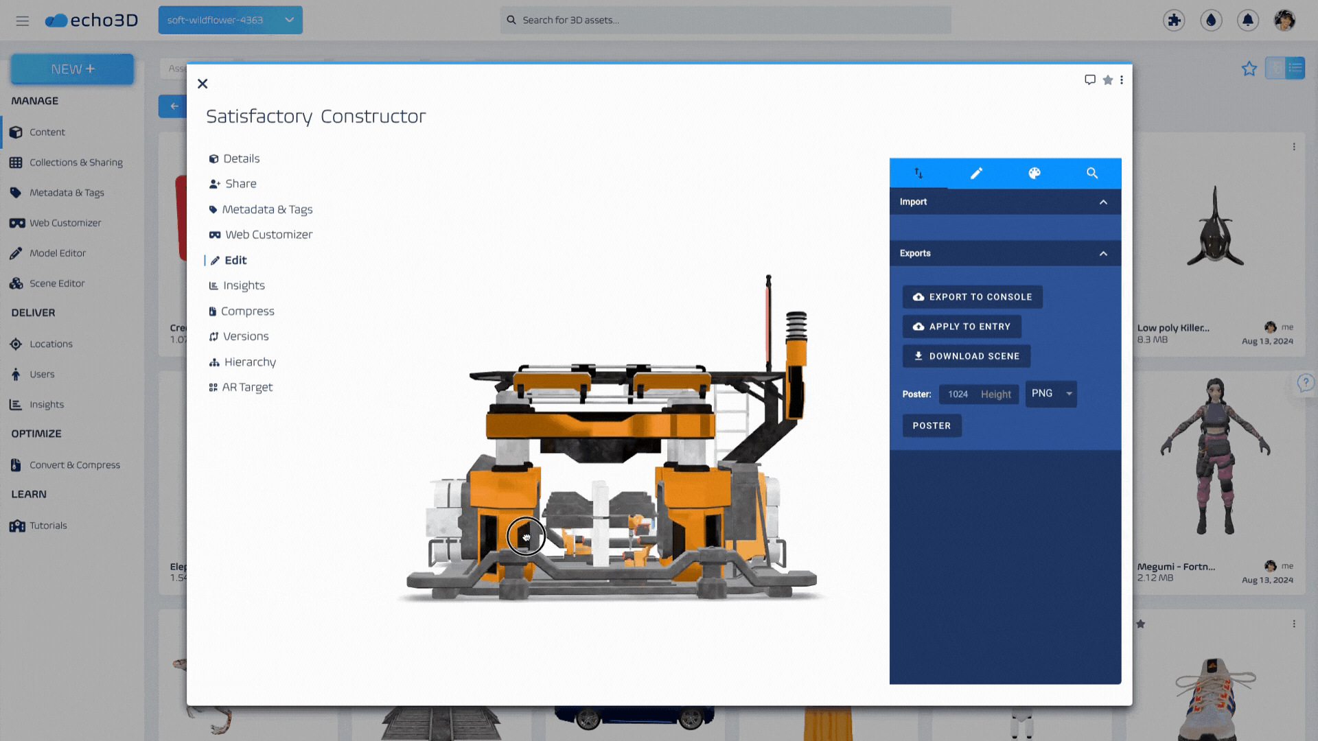 Advanced 3D asset management features