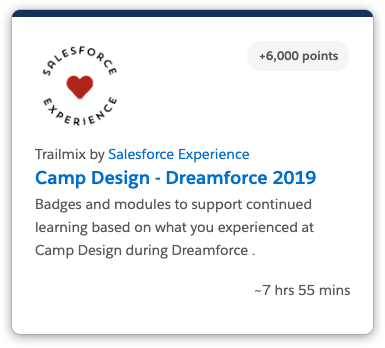 Camp Design — Dreamforce 2019 Trailmix tile.