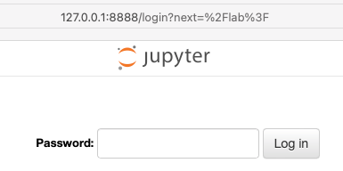 Sample Jupyter login screen