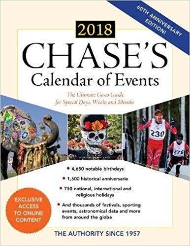 Chase’s annual Calendar of Events provides time-related things to celebrate every week of the year.