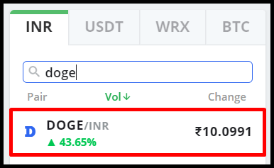 Search for Dogecoin (DOGE) in India