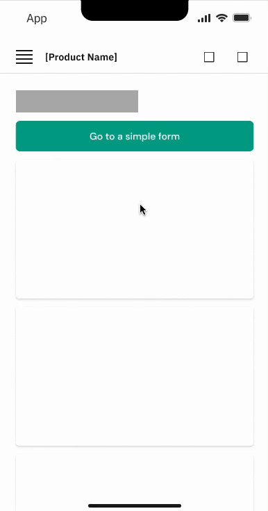Gif showing a simple form appearing as a dedicated page on a mobile screen