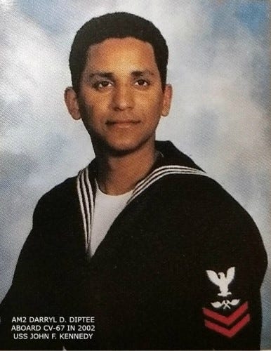 Picture of Darryl, aged 21, aboard the USS John F. Kennedy