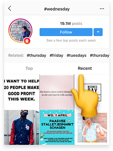 hashtag research on instagram with recent