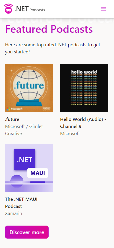 Podcast application running on .NET MAUI