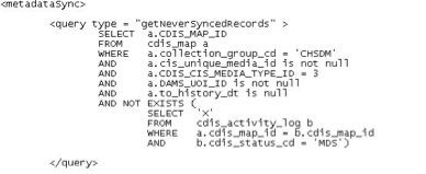 The cdisSql.xml file.